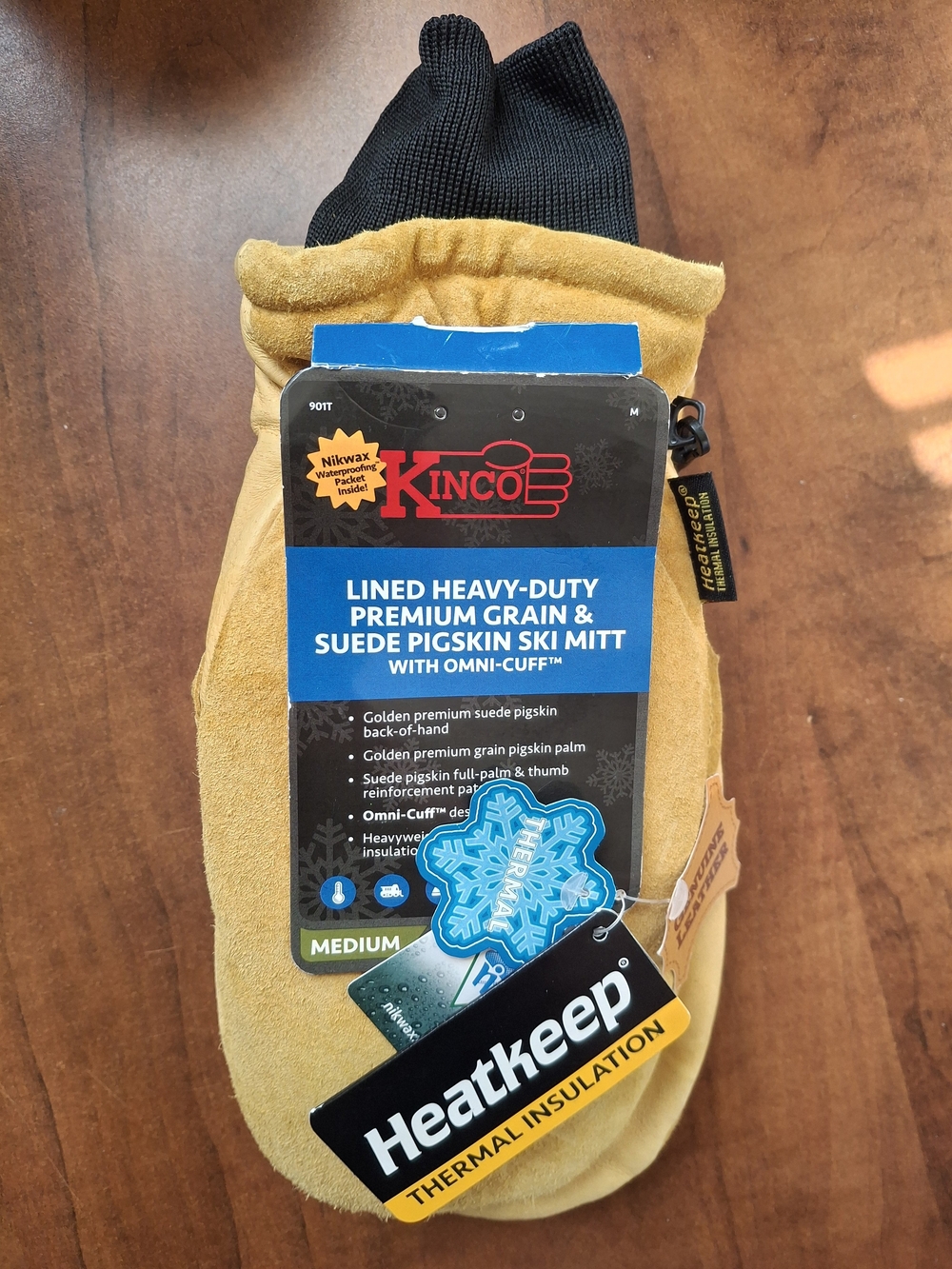 Kinco Med Pigskin Leather Coldweather Black & Gold Mittens 901T-M